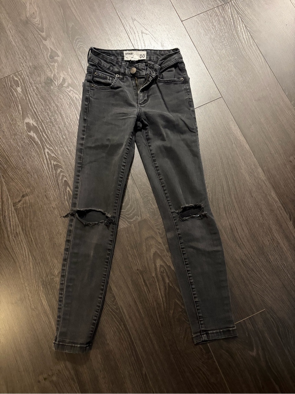 Garage Black Distressed Skinny Jeans with Knee Rips